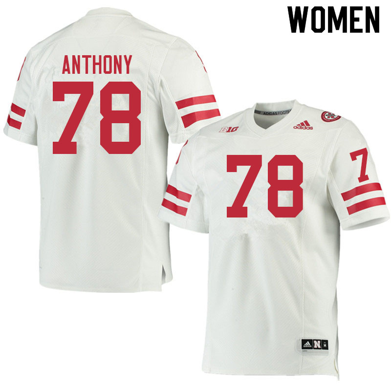 Women #78 Hunter Anthony Nebraska Cornhuskers College Football Jerseys Sale-White